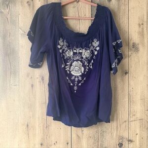Flying tomato navy blue boho blouse Size 2X